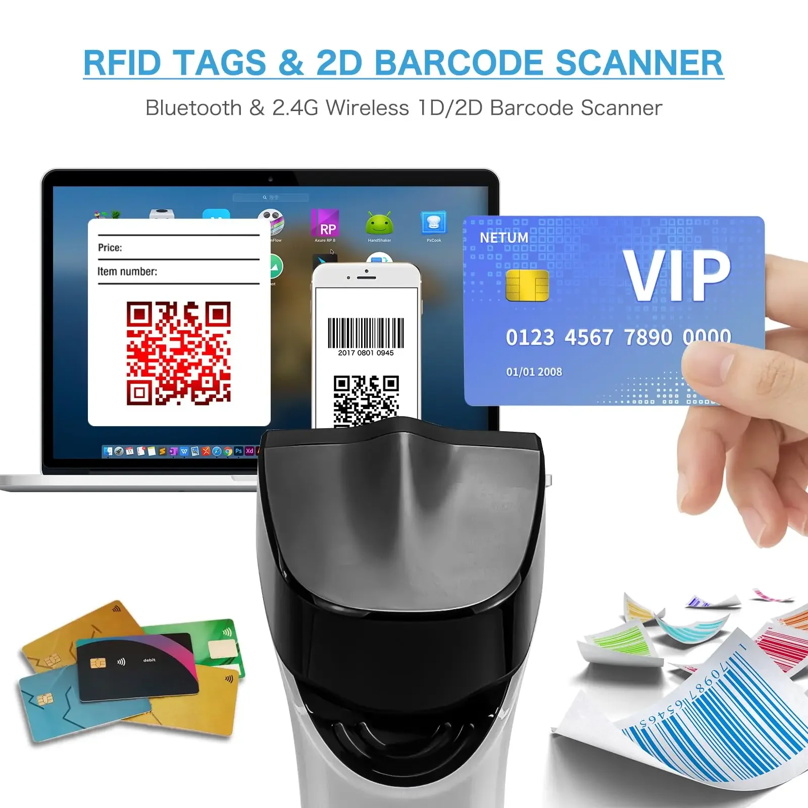 NETUM DS8100 블루투스 13.56MHz HF  - Barcode Scanner Wireless 리뷰 및 가격