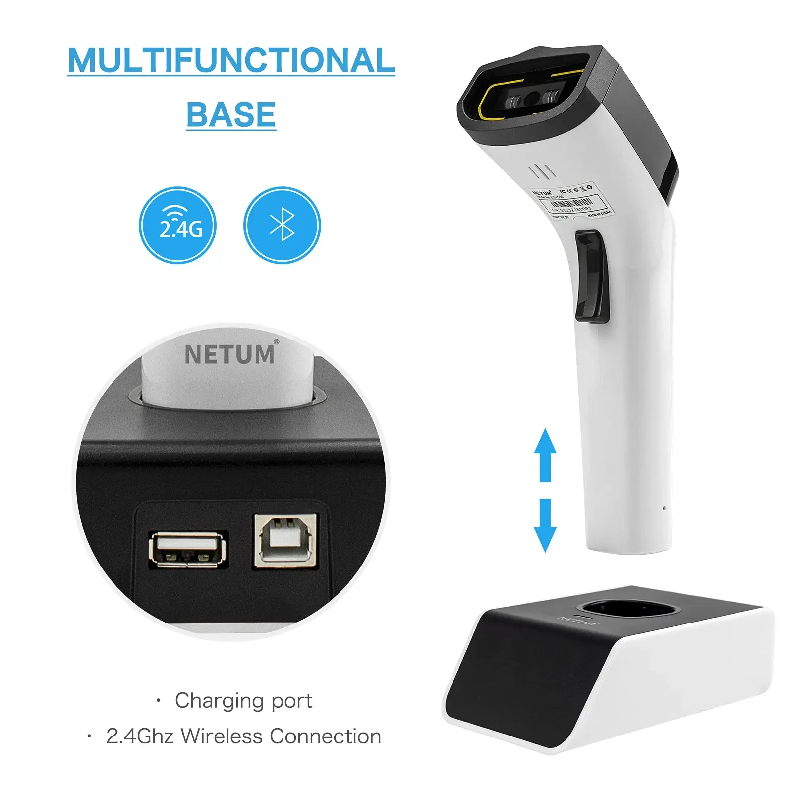 NETUM DS8100 블루투스 13.56MHz HF  - Barcode Scanner Wireless 리뷰 및 가격