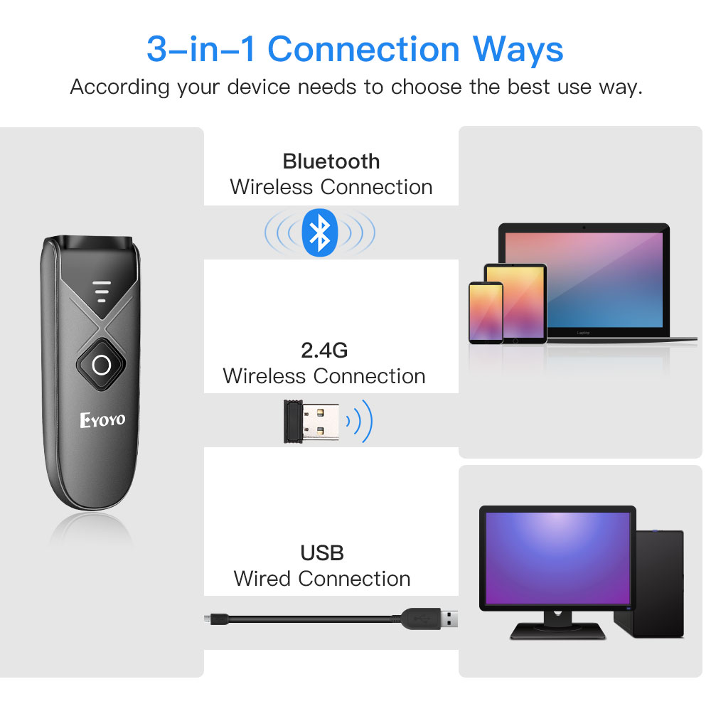 Eyoyo USB 유선 블루투스 2.4G 무선 1D Q - Barcode Scanner Wireless 리뷰 및 가격