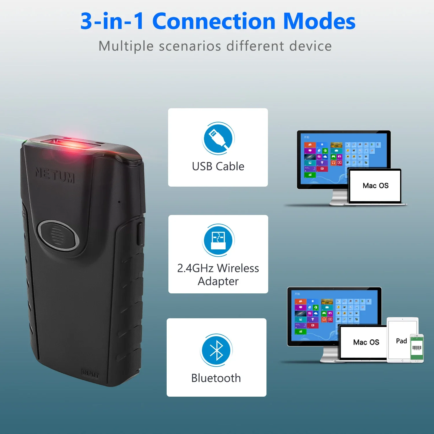 Netum E800 QR 코드 리더폰 백 클립 2D 무 - Barcode Scanner Wireless 리뷰 및 가격